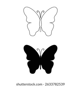 Minimal Butterfly Outline and Silhouette Design – Simple Elegant Insect Art
