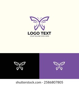 Minimal butterfly vector logo design template