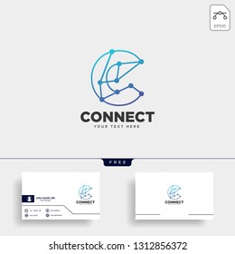 minimal C initial connecting logo template vector illustration