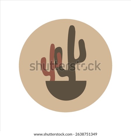  Minimal cactus icon in warm tones. Great for desert or bohemian themed designs
