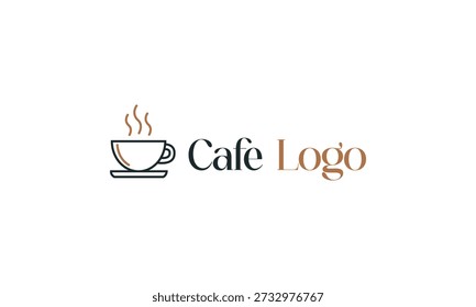 Logotipo de café mínimo con icono de taza de café y tipografía moderna. Ideal para cafeterías, cafés, panaderías, restaurantes, asadores, marcas de bebidas y marcas de negocios de alimentos.