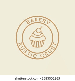 Minimal Cafe Logo – Cup with Sweet Treat Icon. Clean Vector Design