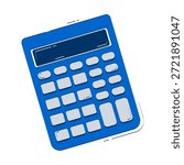 Minimal calculator 2D doodle object. Finance accounting device. Mathematical calculation. Bookkeeping tool cartoon element flat vector clipart isolated on white background. Hand drawn illustration