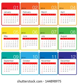 minimal calendar 2014 year summer colors