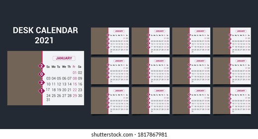 Minimaler Kalender 2021,Desk Calendar 2021,Kreativer Kalender