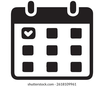 Minimal Calendar Icon with Check Mark – Schedule and Planner Symbol, Vector EPS Illustrator File