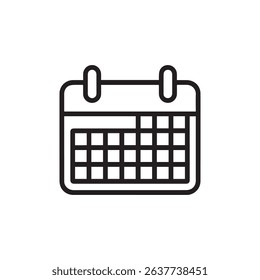 Minimal calendar icon vector perfect for apps websites planners and business design projects isolated on white background in black line style