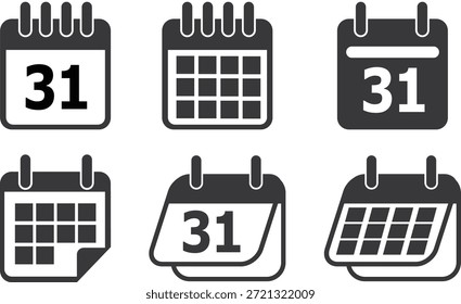 Minimal Calendar Icons Set for Web and App Interface