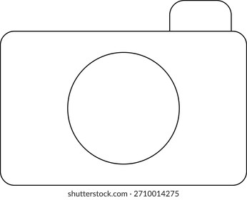 Icono de cámara mínimo con una lente circular.