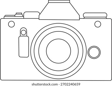 A minimal camera outline drawing with clean lines.