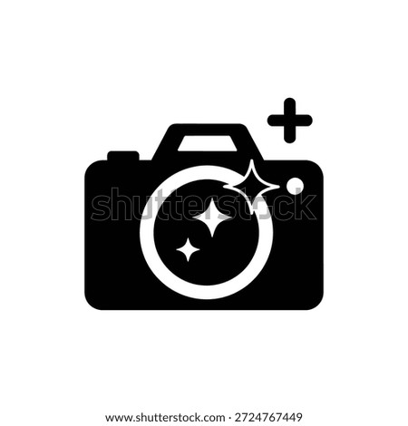 Minimal Camera with Sparkles and Plus Sign Icon