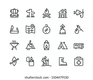 Minimal camping icon set
- Editable stroke 