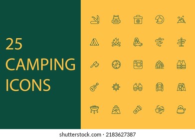 minimal camping icon set vector illustration.