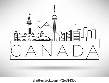Minimal Canada Linear Skyline with Typographic Design