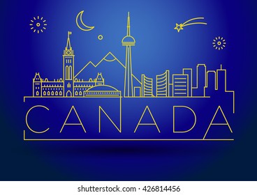 Minimal Canada Linear Skyline with Typographic Design
