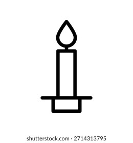 Minimales Kerzen-Symbol mit Flamme auf der Basis, einfache Beleuchtung und Ambiente-Illustration