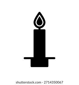 Minimales Kerzen-Symbol mit Flamme auf der Basis, einfache Beleuchtung und Ambiente-Illustration