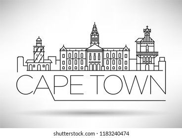 Minimal Cape Town City Linear Skyline with Typographic Design