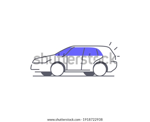 Minimal Car Icon. Linear car\
illustration to use in web and mobile UI, car basic UI elements\
set.