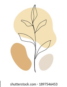 Minimal card floral art design with one line drawing ink flower. Vector illustration for wedding invitations, social media post template, elegant wallpaper, banner background.