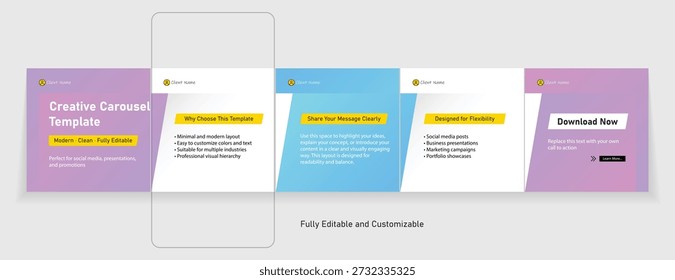 Minimal carousel post, social media carousel template, modern and editable business carousel template design