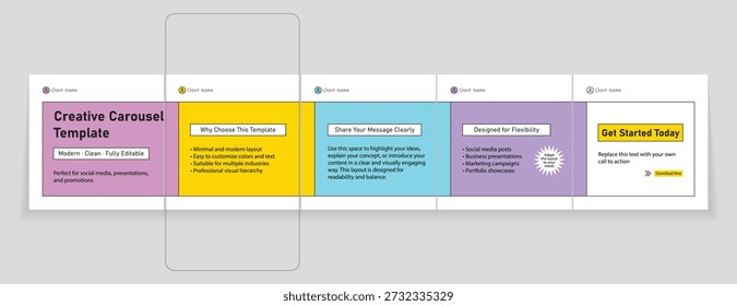 Minimal carousel post, social media carousel template, modern and editable business carousel template design