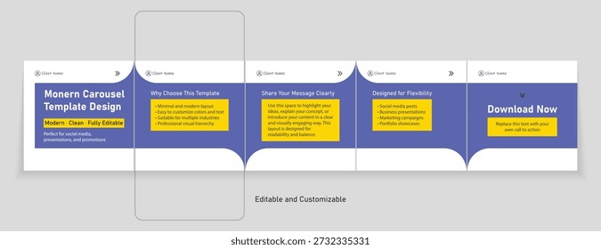 Minimal carousel post, social media carousel template, modern and editable business carousel template design