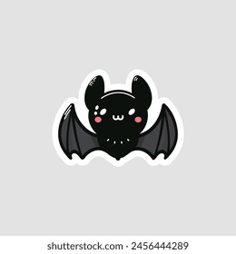 A minimal cartoon black bat sticker in vector format