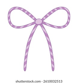 Minimal cartoon bow in soft lavender tones with striped pattern. Ideal for delicate gift wrapping, tags, packaging, baby shower cards,  minimalist girly designs.