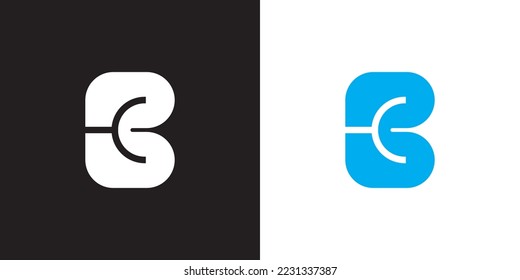 Minimal CB logo. Icon of a BC letter on a luxury background. Logo idea based on the CB monogram initials. Professional variety letter symbol and BC logo on black and blue background.