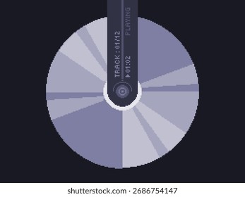 Reprodutor de CD mínimo com o disco inserido, Pixel Art Conceito Ilustração Futurista