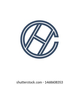 Minimal CH monogram logo, Circle letter CH monogram .vector