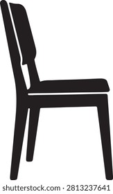 Minimal chair silhouette icon featuring a modern wooden chair in a clean flat vector style. Ideal for furniture, home interior, office, dining room, seating, home decor, architecture, interior design, websites, mobile apps, logos, infographics, and educational materials. Fully editable EPS 10 vector isolated on white background.