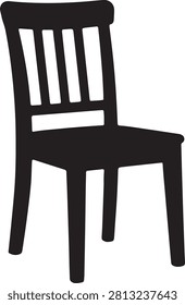 Minimal chair silhouette icon featuring a modern wooden chair in a clean flat vector style. Ideal for furniture, home interior, office, dining room, seating, home decor, architecture, interior design, websites, mobile apps, logos, infographics, and educational materials. Fully editable EPS 10 vector isolated on white background.