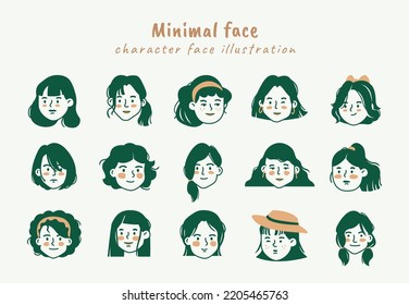 Minimal Character Face illustration set