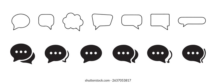 Minimal Chat Bubble Icon Set – Simple Message and Conversation Symbols