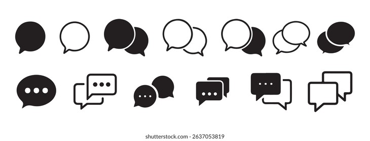 Minimal Chat Bubble Icon Set – Simple Message and Conversation Symbols