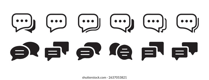 Minimal Chat Bubble Icon Set – Simple Message and Conversation Symbols