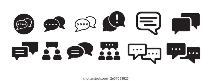 Minimal Chat Bubble Icon Set – Simple Message and Conversation Symbols