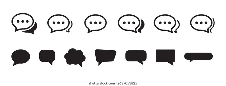 Minimal Chat Bubble Icon Set – Simple Message and Conversation Symbols