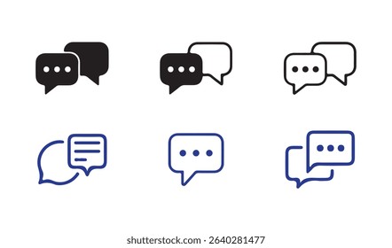 Minimal Chat Bubble Icons Set – Speech and Message Outline Symbols. Vector illustration eps 10