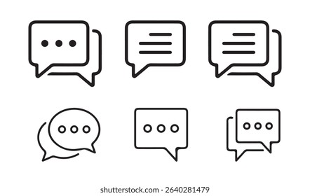 Minimal Chat Bubble Icons Set – Speech and Message Outline Symbols. Vector illustration eps 10