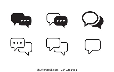 Minimal Chat Bubble Icons Set – Speech and Message Outline Symbols. Vector illustration eps 10
