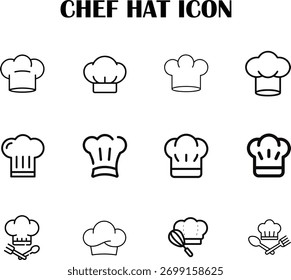Minimal chef hat icon vector – professional cooking symbol for restaurant, kitchen, or culinary design