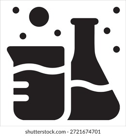 Icono de Vector de laboratorio de botella química mínima aislado en blanco