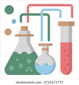 Ícone de vetor de experiência prática de educação química mínima