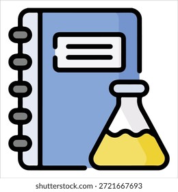 Minimale Chemie Wissensbuch Vektorsymbol einzeln auf Weiß