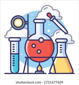 Ícone vetor de laboratório de prática química mínimo isolado no branco