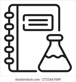 Ícone de vetor de pasta de trabalho de prática química mínimo isolado