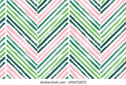 Minimal chevron fashion print vector seamless pattern. Paint brush stroke geometric stripes. Hand drawn paint texture zig zag chevron wallpaper. Watercolor fabric print seamless design.
